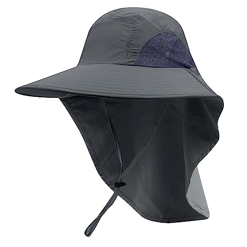 Clakllie Schnell Trocknend Hut Polyester Fishermen Hat with Neck Protection Atmungsaktive Outdoor Safari Hut Boonie Bush Hats UPF50+ Hüte von Clakllie