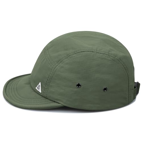 Clakllie Schnelltrocknend Basecap Sommer 5 Panel Cap Flat Brim Baseballmütze Atmungsaktiv Outdoor Kappen für Herren Verstellbare Strapback Cap,DDY1-Green von Clakllie