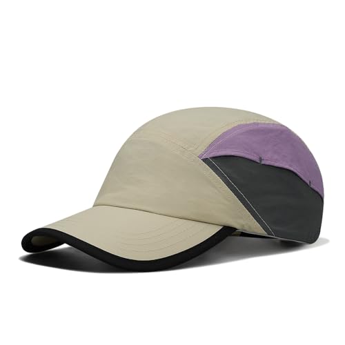 Clakllie Schnelltrocknend Running Cap 5 Panel Basecap UV-Schutz Baseballmütze Unstructured Baseball Cap Outdoor Sun Protection Cap Leichtes Trucker Snapback Cap,Beige von Clakllie