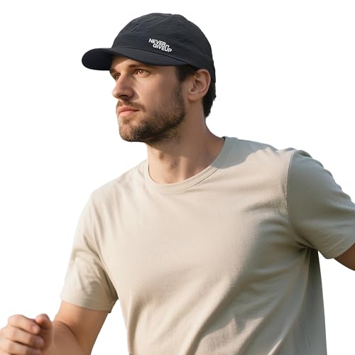 Clakllie Schnelltrocknend Short Brim Cap für Herren Damen Leicht Basecap Wasserdicht Running Dad Caps,BSSQ2505-Black von Clakllie