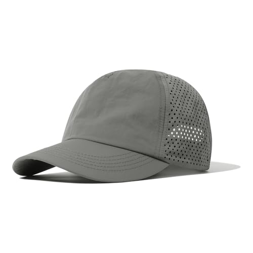 Clakllie Sommer Mesh Cap Krempe Baseballkappe Basecap Sonnenschutz Cappy Atmungsaktiv Schnelltrocknend Baseball Cap Leichte Sport Cap für Herren Damen,WBBC7-Gray von Clakllie