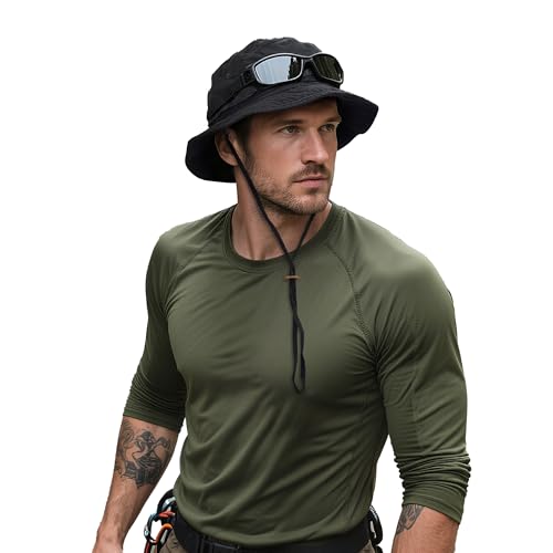 Clakllie Sonnenhut Herren Doppelseitiger Fischerhut Sommer Outdoor Safari Hut UV Schutz Stoffhut Faltbar Wanderhut Gartenhut Boonie Buschhut Hiking Bucket Hat von Clakllie