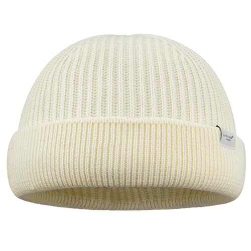 Clakllie Thermal Feinstrick Strickmütze Wintermütze Atmungsaktiv Kurz Beanie Merino Mütze,Winter Warm Knit Cuffed Skull Cap Herren,Vintage Weich Fisherman Seemannsmütze Wollmütze mit Bündchen&Dickem von Clakllie