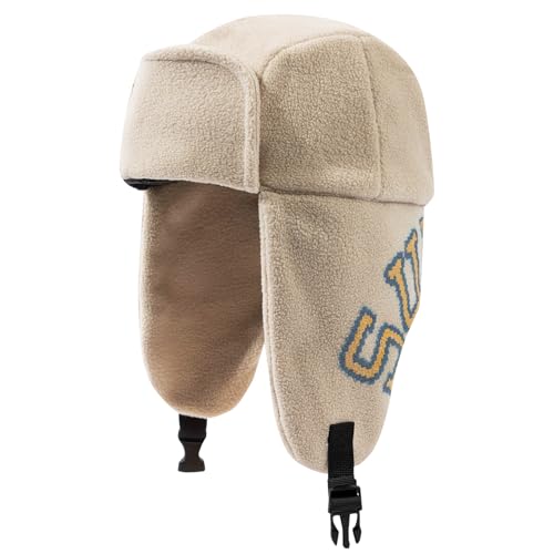Clakllie Thermal Fliegermütze Winter Trappermütze Outdoor Winddicht Wintermütze mit Ohrenklappen Warme Ushanka Russische Mütze,PL2402-Beige von Clakllie