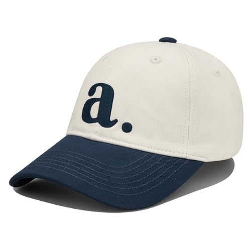 Clakllie Unisex Baseball Cap Stickerei Baseballkappen Gestickte Verstellbar Sonnenschutz Basecap für Damen Herren,Klassische Sportlicher Draußen Kappen Hüte Baseballmütze,HBC06-White/Navy Blue von Clakllie
