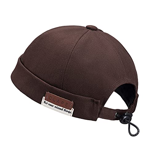 Clakllie Verstellbar Seemannsmütze Fashion Docker Cap Hat Cap Ohne Schirm Rolled Cuff Brimless Hat Harbour Hat Hafenmütze 6 Panel Chef Kappe von Clakllie