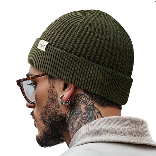 Clakllie Warm Kurz Merino Trawler Mütze Klassische Bequem Wintermütze Wollmütze Seemannsmütze Weich Acryl Strickmützen Skull Cuffed Hat Feinstrick Knit Fisherman Beanies Cap Rollup Edge Schädeldecke von Clakllie