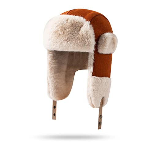 Clakllie Weiche Kunstfellmütze Pelzmütze Warm Pilotenmütze Fliegermütze Ohrenschützer Unisex Wintermütze Fellmütze Ohrenklappen Russenmütze Russische Cap Winddicht Bomber Hut Skimütze Trappermütze von Clakllie