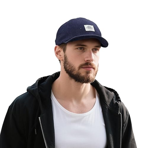 Clakllie Weiche kurze Krempe Baseballkappe Mode Trucker Hut Casual Flat Bill Caps Low Profile Dad Hat Snapback Cap Hip Hop Hats, S-dy10-marineblau, Einheitsgröße von Clakllie