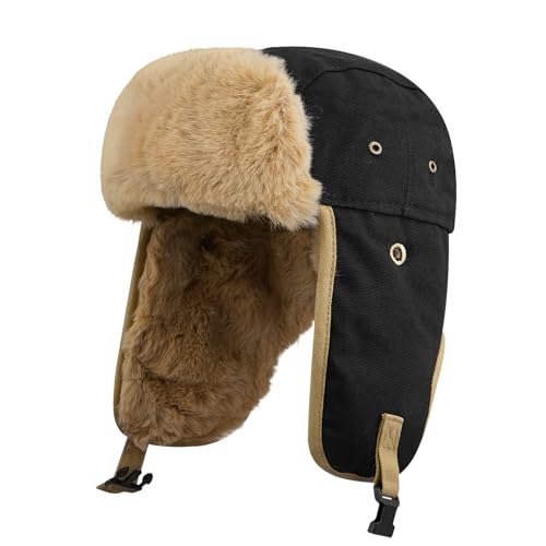 Clakllie Winter Fliegermütze Trappermütze Winddicht Warm Wintermütze Kunstfellmütze Pelzmütze mit Ohrenklappen Unisex Schneedichte Bombermütze Russenmütze Russische Skimütze Russische Mütze Earflap von Clakllie