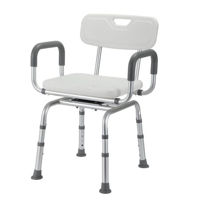 Clanmacy Duschhocker Duschhocker Duschstuhl Badhocker Rückenlehne 360°Drehbar Armlehne von Clanmacy