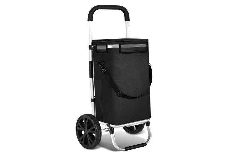 Clanmacy Einkaufstrolley Einkaufswagen klappbar Leicht mit 40L Große Kapazität Thermo Tasche, 40L, klappbar & rollbar, bis 40 kg von Clanmacy