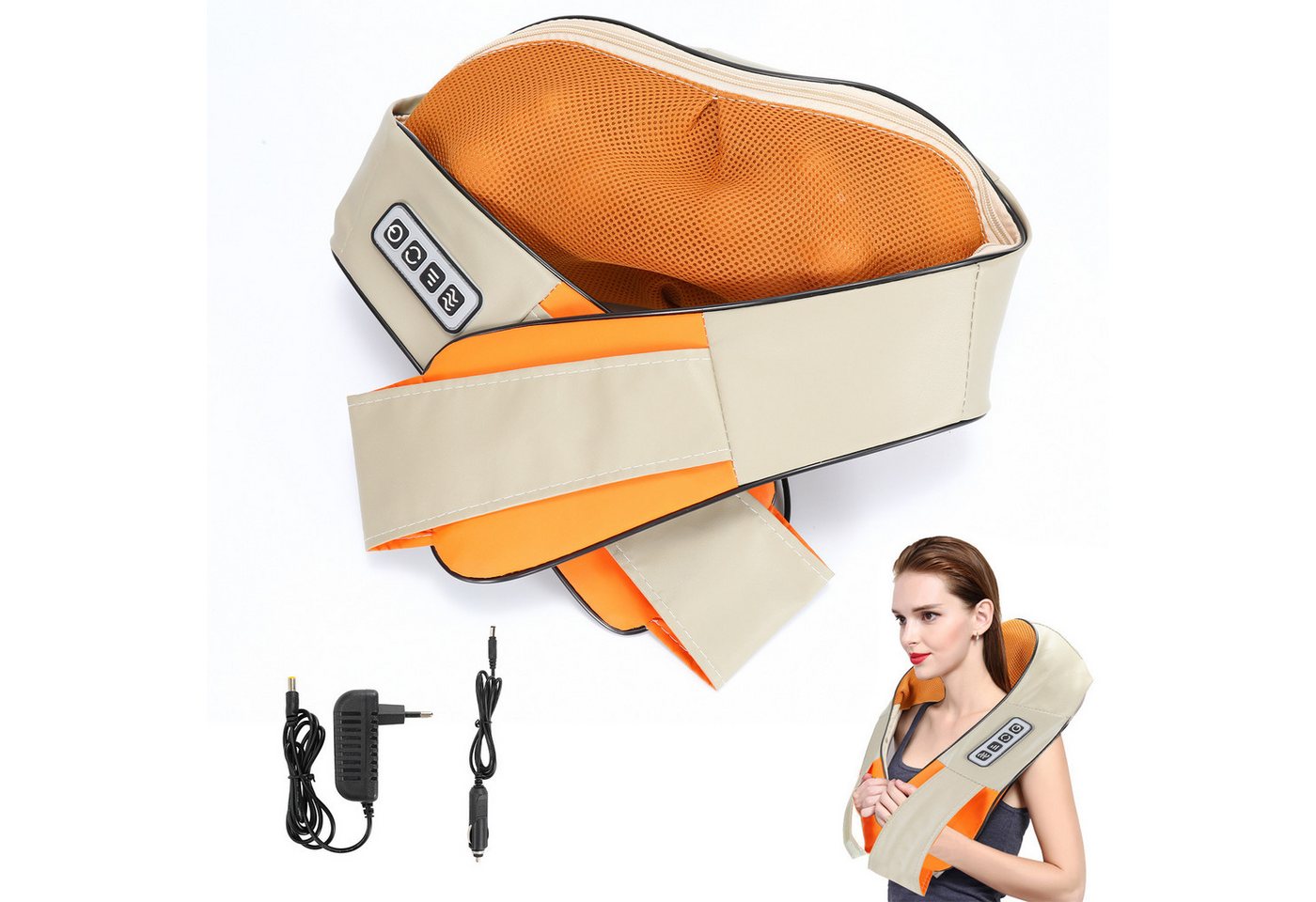 Clanmacy Shiatsu-Massagegerät Massagegerät Mit Wärmefunktion Nacken 3D-Rotation Auto von Clanmacy