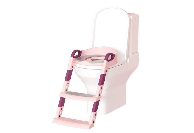 Clanmacy Toilettentrainer Töpfchen WC Sitz Baby Töpfchentrainer Rose Kindertoilette mit Treppe von Clanmacy