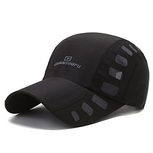 CLAPE Basecap Herren Quick Dry Run Cap Mesh Cap Herren Damen Schwarze Atmungsaktive Leichte Baseballkappe Outdoor Sport Kappe Plain Cappy von CLAPE