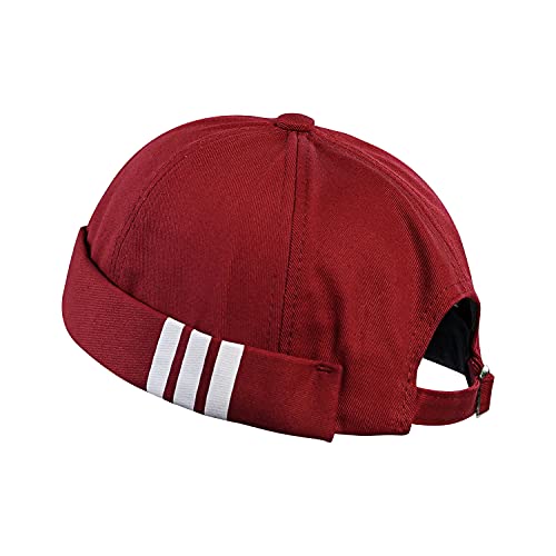 CLAPE Brimless Hafenmütze Watch Cap Retro Docker Leon Beanie hat, Rolled Cuff Harbour Hat für Herrn und Damen, Einheitsgröße/Rot von CLAPE