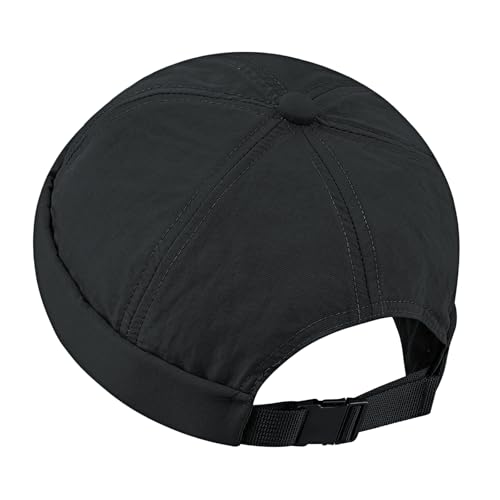 CLAPE Quick Dry Cap Ohne Schirm Docker-Cap Herren Seemannsmütze Sommer Fisherman Rolled Cuff Skullcap Wasserdicht Brimless Harbour Hat, Schwarz Black CT81 von CLAPE