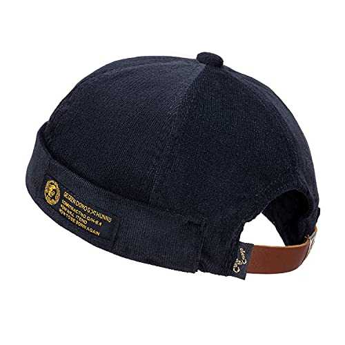 CLAPE Kord Docker Cap Herren Damen Retro Docker Mütze Ohne Schirm Verstellbar Seemannsmütze Rolled Cuff Brimless Hat Fisherman Beanie Watch Hat von CLAPE