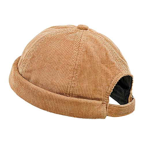 CLAPE Corduroy Brimless Hat Cap Solid Color Docker Cap Herren Seemannsmütze Kappe Mütze Ohne Schirm Dock Cap Hafenmütze von CLAPE