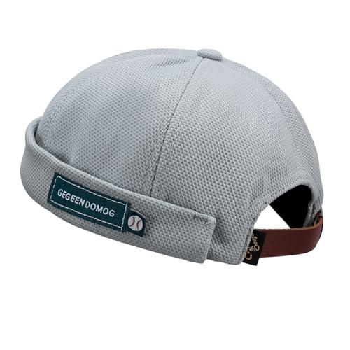 CLAPE Cotton Skull Cap Commando Docker Leon Watch Cap Breathable Mesh Design Retro Brimless Beanie Hat Unisex Grey CT18 von CLAPE