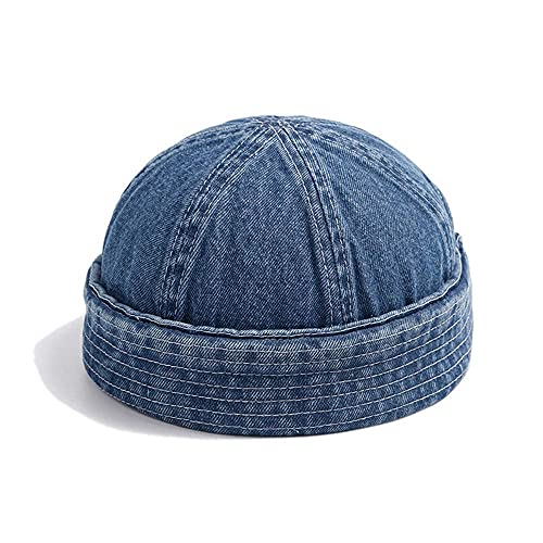 CLAPE Denim Cotton Dockercap Cap Herren Baumwolle Dockermütze Seemannsmütze Rolled Cuff Brimless Hat Cap Hafenmütze Unisex Commando Work Beanie Cap von CLAPE