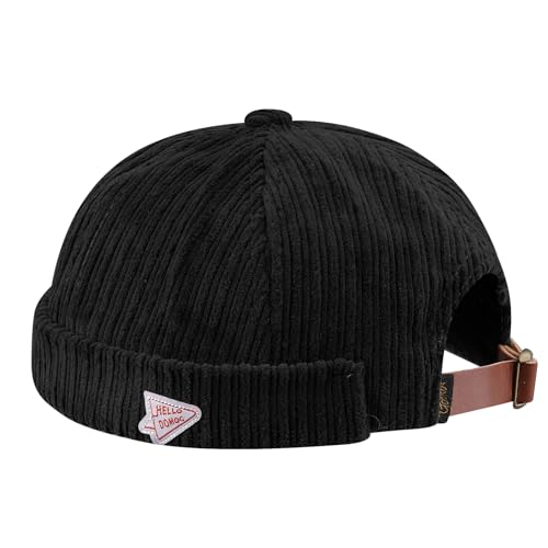 CLAPE Cord Cap Ohne Schirm Corduroy Docker Cap Verstellbar Dockermütze Seemannsmütze Hafenmütze Herren Rolled Cuff Brimless Hat von CLAPE