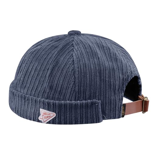 CLAPE Corduroy Docker Cap Herren Cord Cap Ohne Schirm Retro Seemannsmütze Hafenmütze Verstellbar Bikermütze Beanie Fischermütze von CLAPE