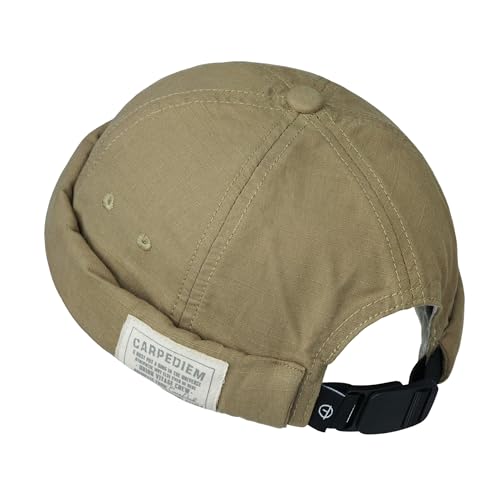 CLAPE Sommer Herren Cap Ohne Schirm Dockermütze aus Baumwolle Adjustable Brimless Hat Fisherman Mütze Beanie Worker Sailor Cap Skull Brown GD43 von CLAPE