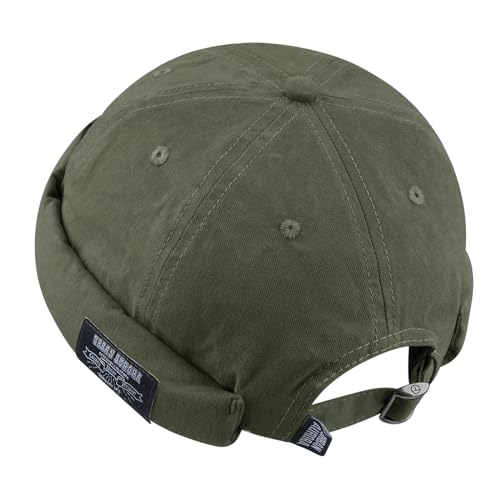 CLAPE Men’s and Women’s Docker Hat Leicht Seemannsmütze Hafenmütze Commando Work Docker Beanie Cap Rolled Cuff Harbour Hat Green GD30 von CLAPE