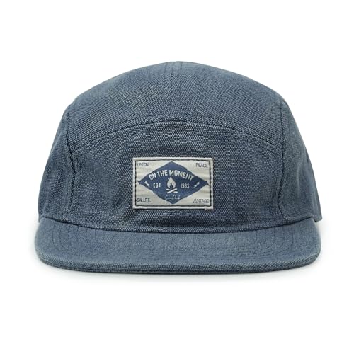 CLAPE Original 5 Panel Cap Herren Damen Flat Brim Trucker Snapback Caps Washed Cotton Baseball Cap Classic Jockey Cap Outdoor Sport Cappy Blue 5P02 von CLAPE