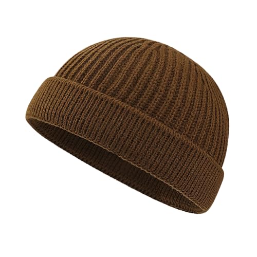 CLAPE Strick Docker Cap Herren Damen Roll Up Beanie Hats Fischermütze Strickmütze Wintermütze Swag Wool Knit Cuff Trawler Skullcap von CLAPE