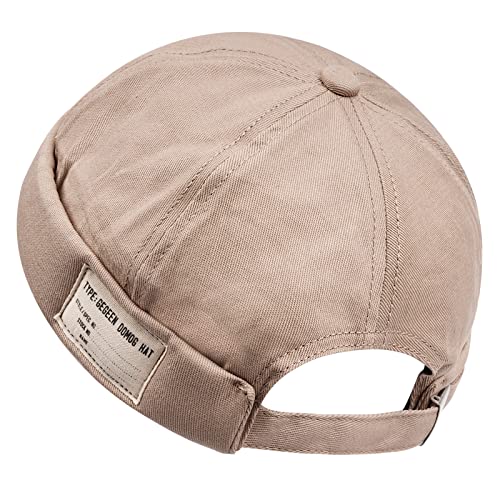 CLAPE Docker Cap Herren Damen Docker Baumwolle Mütze Seemannsmütze Kappe Ohne Schirm Verstellbarer Beanie Kopfbedeckung Brimless Hat Khaki GD21 von CLAPE