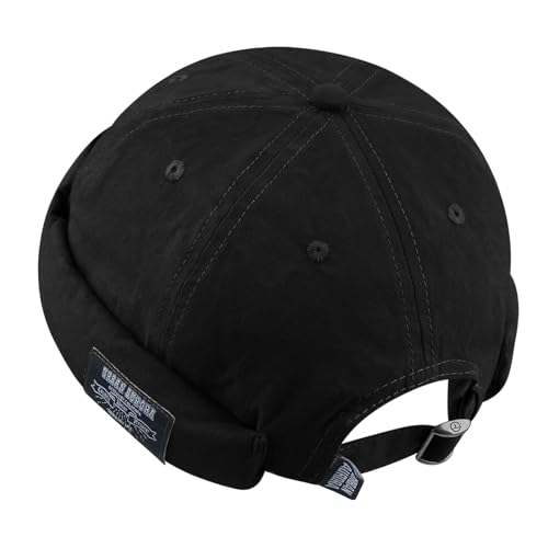 CLAPE Unisex Baumwolle Dockermütze Beanie Docker Hat for Men and Women Rolled Cuff Brimless Cap Seemannsmütze Cap Ohne Schirm Schwarz Black GD30 von CLAPE