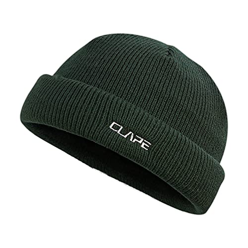CLAPE Unisex Rollmütze Trawler Beanie Hat Embroidered Fishermans Beanie Cap Solid Color Knitted Hat Roll Up Edge Skull Cap von CLAPE