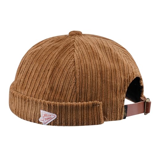 CLAPE Herren Dockercap Dockermütze Seemannsmütze Cord Kappe Ohne Schirm Corduroy Docker Leon Brimless Hat Beanie Watch Cap von CLAPE