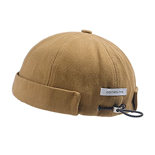 CLAPE Baumwolle Dockermütze Dockercap Verstellbar Docker Cap Ohne Schirm Retro Beanie Brimless Hat Rolled Cuff Harbour Hat von CLAPE