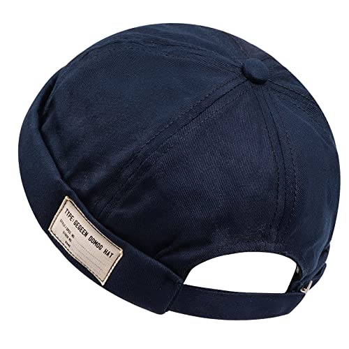 CLAPE Docker Cap Herren Damen Docker Baumwolle Mütze Seemannsmütze Kappe Ohne Schirm Verstellbarer Beanie Kopfbedeckung Brimless Hat Blau Blue GD21 von CLAPE