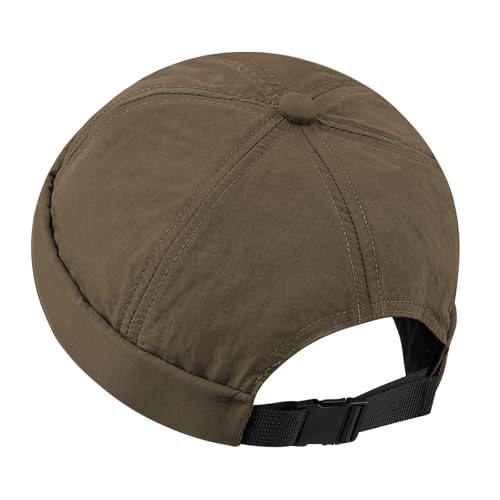 CLAPE Waterproof Skullcap Quick Dry Docker Mütze Sommer Seemannsmütze Commando Work Beanie Brimless Hat Schnelltrocknend Cap Ohne Schirm Herren 6 Panel Chef Kappe Brown CT81 von CLAPE