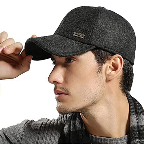CLAPE Basecap mit Ohrenklappen Old-School Style Dad Hat Wool Baseball Cap Outdoor Sport Kappen Fullcap Herren Warme Kappe von CLAPE