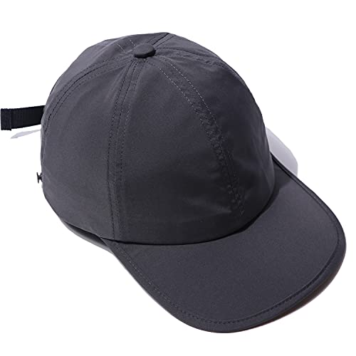 CLAPE Wasserdicht Basecap Herren Flat Brim Baseball Cap UV-Schutz Outdoor Kappe Leichte Laufkappe Baseballmütze mit Tasche Hip Hop Hut Gray GD49 von CLAPE