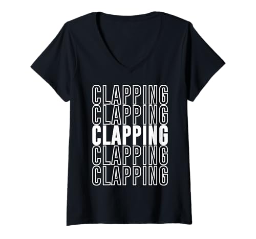 Damen Klatschen T-Shirt mit V-Ausschnitt Damen Klatschen T-Shirt mit V-Ausschnitt von Clapping Apparel