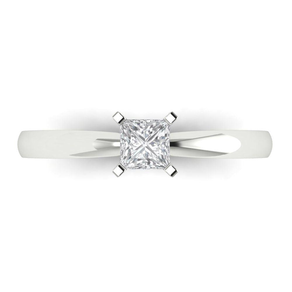 0, 5 Ct Princess Cut Solitär Moissanit Versprechen Brautverlobung Statement Hochzeitstag Ring, 14K Weißgold von ClaraPucci