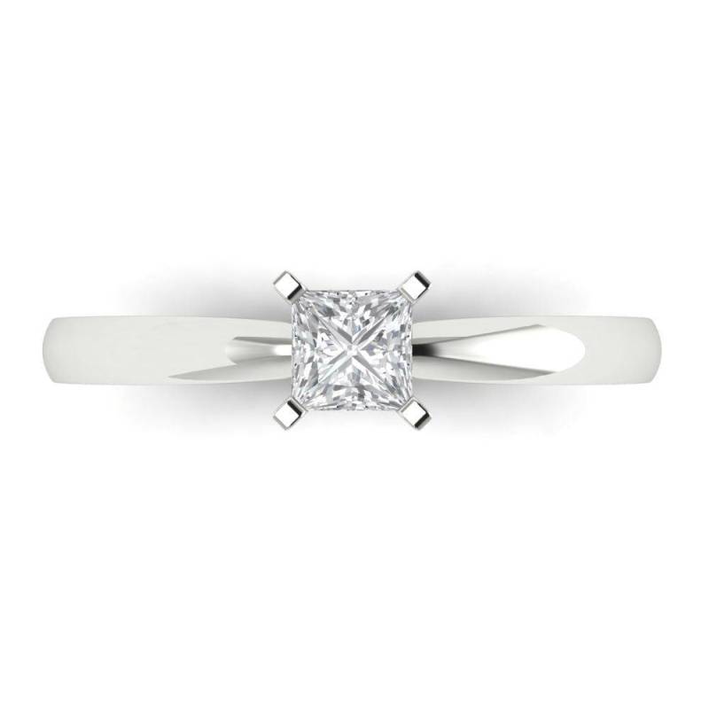 0, 5 Ct Princess Cut Solitär Moissanit Versprechen Brautverlobung Statement Hochzeitstag Ring, 14K Weißgold von ClaraPucci