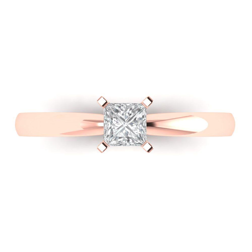 0, 5 Karat Moissanit Princess Cut Brautversprechen Verlobung Jubiläum Statement Solitär Ehering Aus Massivem 14 Roségold von ClaraPucci