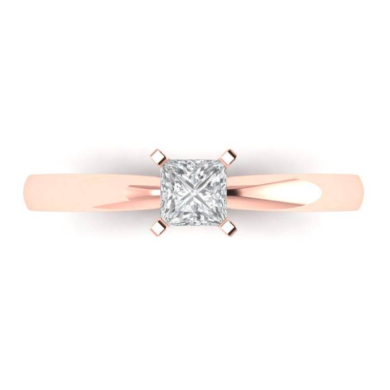 0, 5 Karat Moissanit Princess Cut Brautversprechen Verlobung Jubiläum Statement Solitär Ehering Aus Massivem 14 Roségold von ClaraPucci