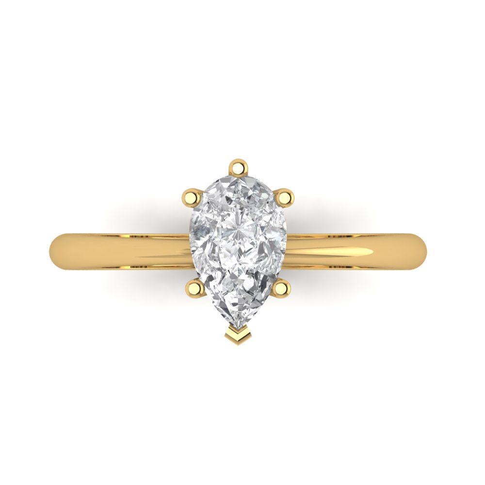 1, 25 Ct Moissanit Birne Solitär Braut Versprechen Verlobung Hochzeit Jahrestag Statement Ring Ringe 585Er Gelbgold von ClaraPucci
