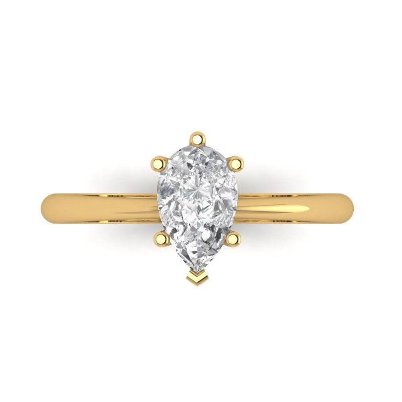 1, 25 Ct Moissanit Birne Solitär Braut Versprechen Verlobung Hochzeit Jahrestag Statement Ring Ringe 585Er Gelbgold von ClaraPucci