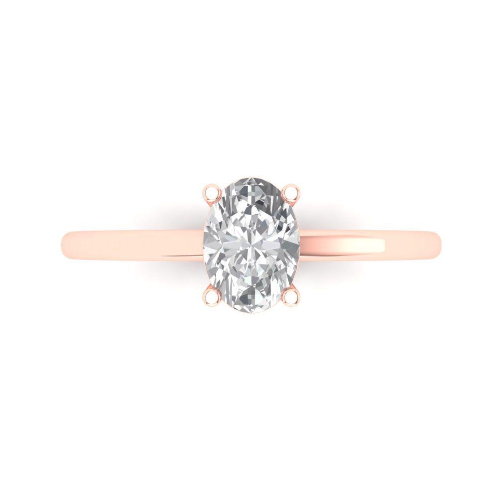 1.0 Ct Moissanit Ovalschliff Solitär Brautversprechen Verlobung Hochzeit Jahrestag Statement Ring in Solidem 14K Roségoldring von ClaraPucci