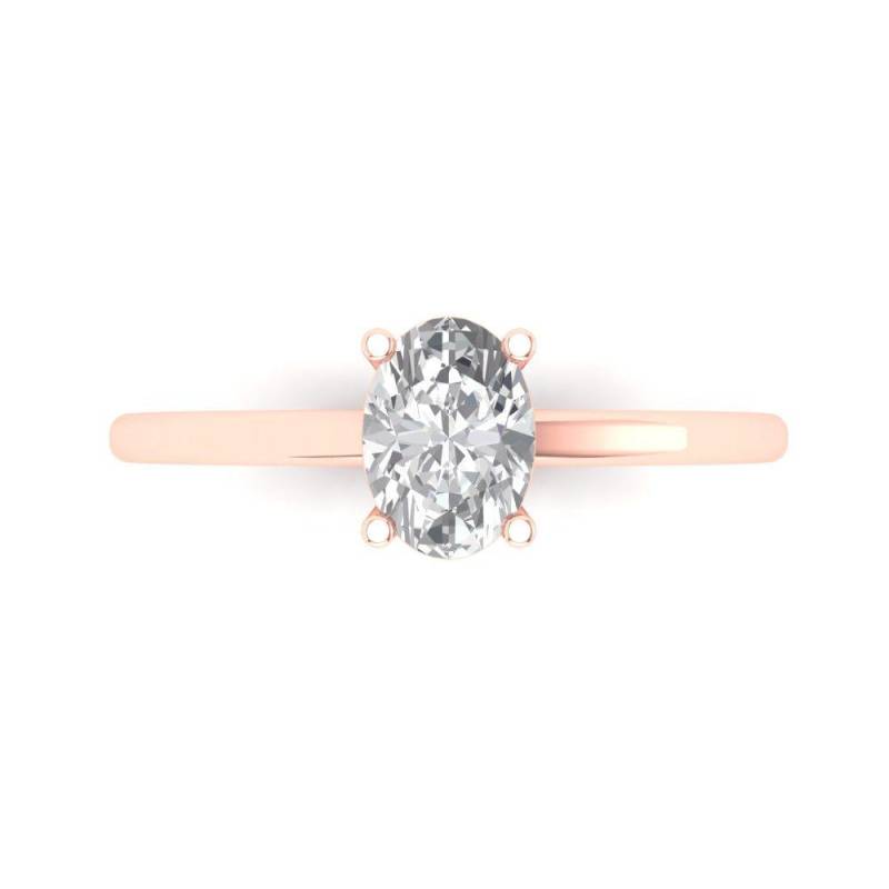 1.0 Ct Moissanit Ovalschliff Solitär Brautversprechen Verlobung Hochzeit Jahrestag Statement Ring in Solidem 14K Roségoldring von ClaraPucci