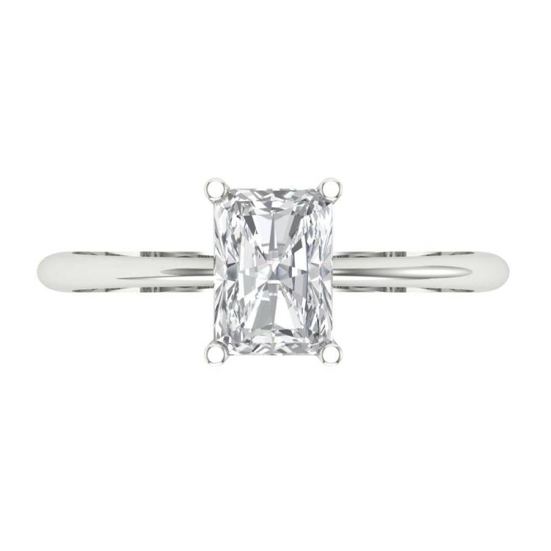 1.0 Ct Moissanite Designer Smaragdschliff Solitär Hochzeit Brautschmuck Verlobung Jahrestag Statement Ringe Aus Massivem 14K Weißgold, Ring von ClaraPucci